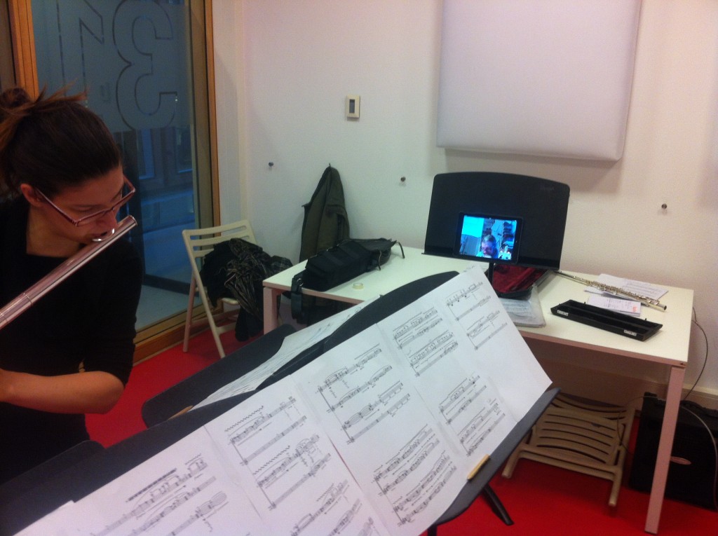 Skype rehearsal in Amsterdam with Louis Aguirre in Denmark